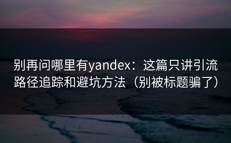 别再问哪里有yandex：这篇只讲引流路径追踪和避坑方法（别被标题骗了）