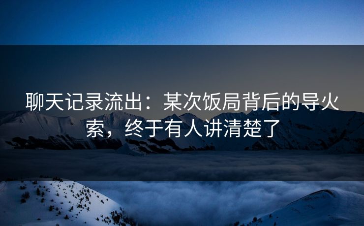 聊天记录流出：某次饭局背后的导火索，终于有人讲清楚了